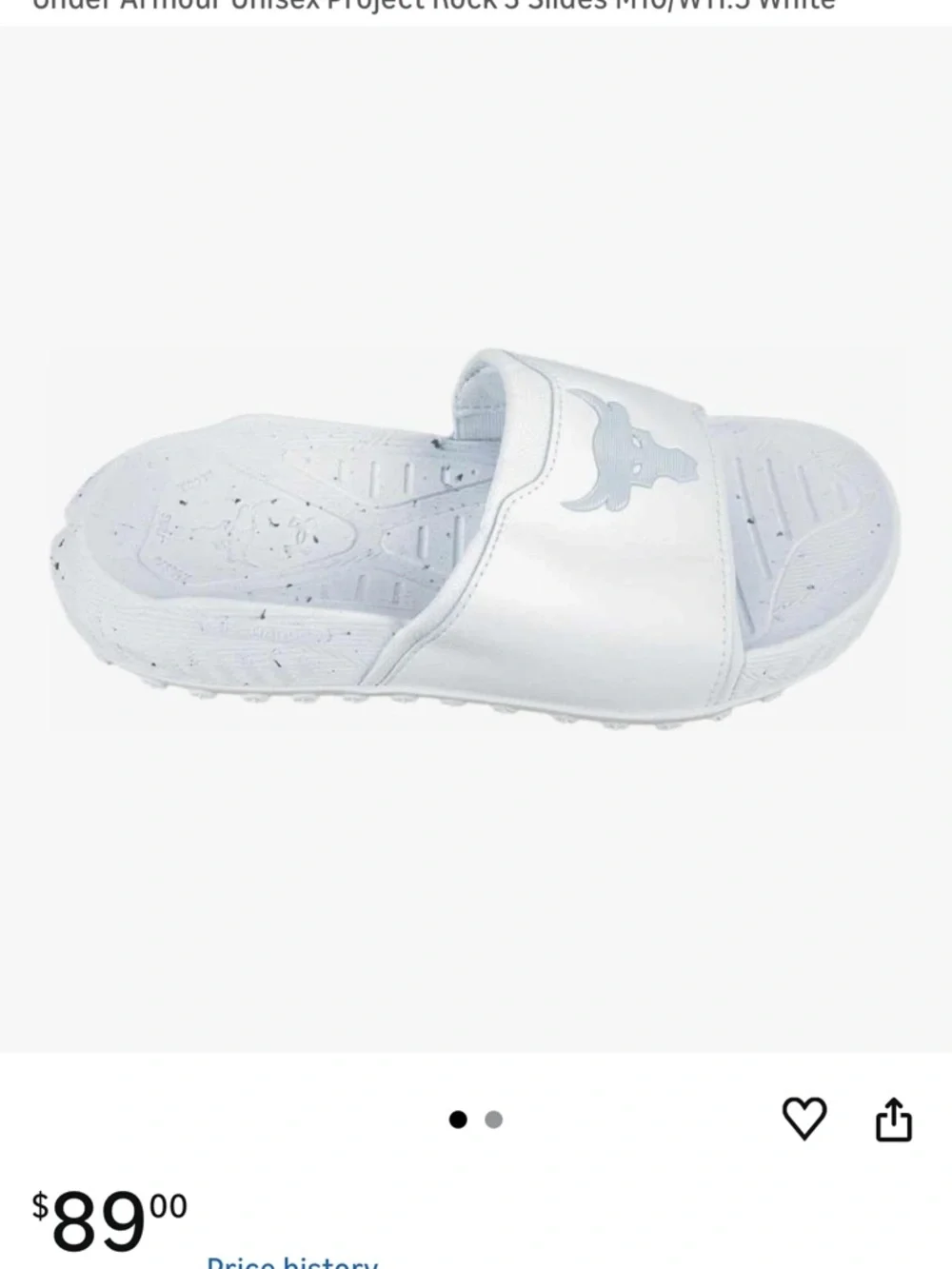 Under Armour Unisex Project Rock 3 Slides M18 W19.5 white nwt